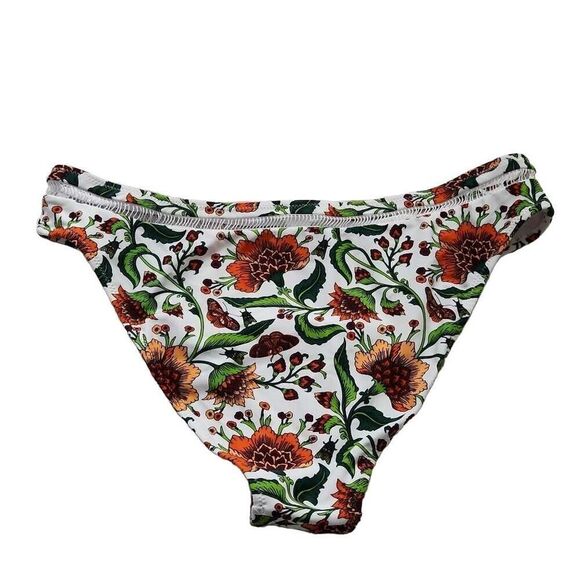 Cupshe Ladies Size XXL White Orange Green Floral Bikini Bottoms - Picture 2 of 5